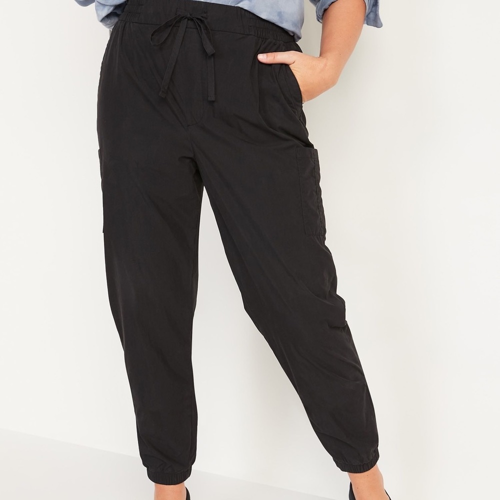 High-waisted Poplin Tapered Jogger Cargo Pants